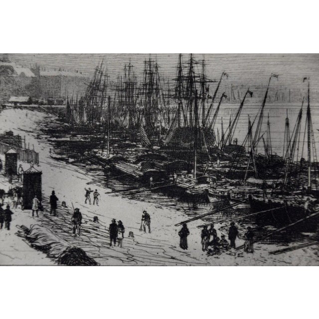 The Port Of Bordeaux, France In Winter: A 19th C. Etching by Maxime Lalanne, 1868 For Sale - Image 4 of 7