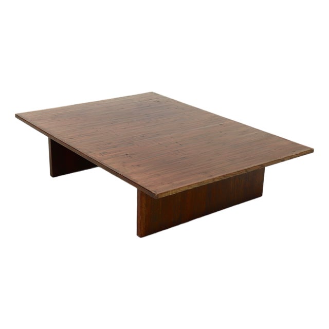 Large Bamboo and Wood Coffee Table attributed to Axel Vervoordt, 1980s For Sale