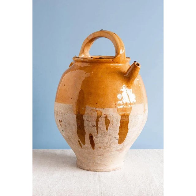 Large French Glazed Ochre Jug, 19th Century For Sale - Image 3 of 9