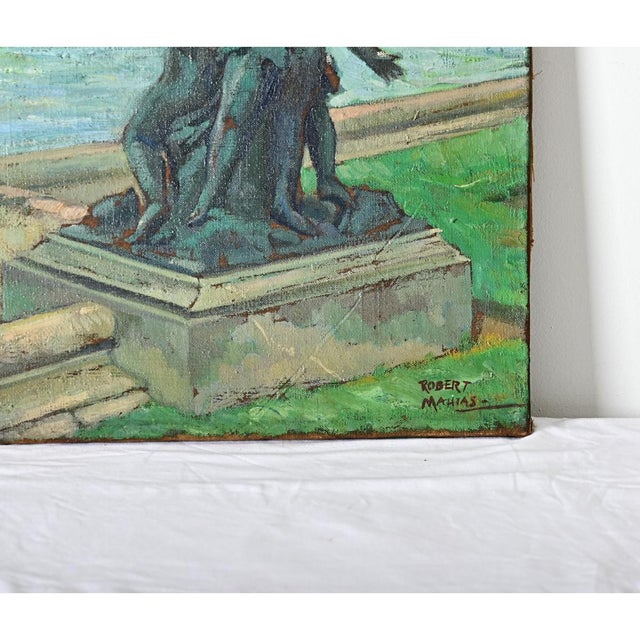 Modern French Vintage Robert Mahias Painting, Versailles Fountain For Sale - Image 3 of 10