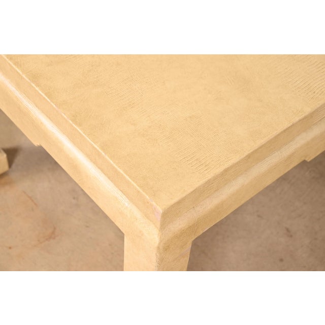 Wood Karl Springer Style Modern Snakeskin Embossed Side Table For Sale - Image 7 of 13