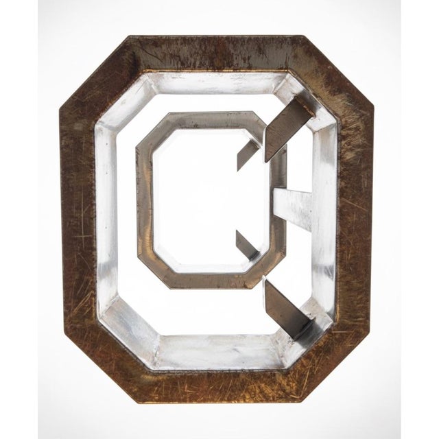 Silver Brutalist Cantilevered Steel Octagonal Pedestal Table For Sale - Image 8 of 9