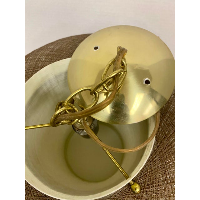 1950s Pair of Brown Spun Fiberglass and Acrylic Bulbous Hanging Lanterns For Sale - Image 12 of 12