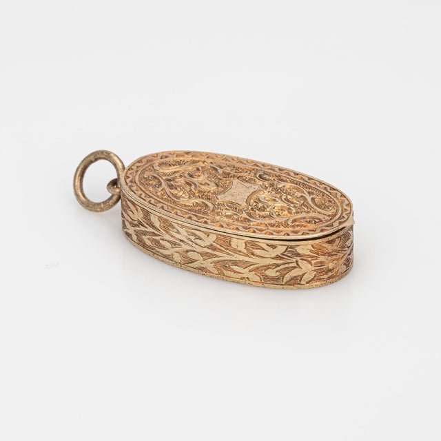 Victorian Antique Victorian Pill Box Pendant 14k Rose Gold Charm Heirloom Jewelry Match For Sale - Image 3 of 6