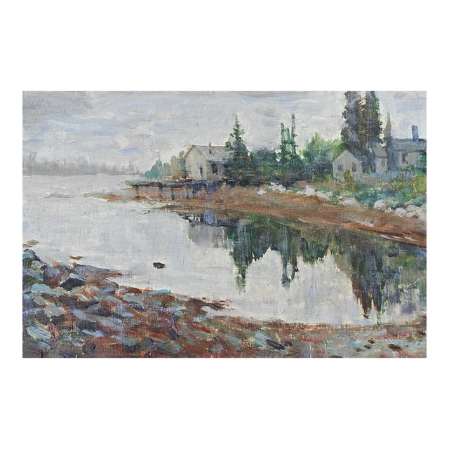 Small Late 20th Century Plein Air Deer Island Maine Painting For Sale