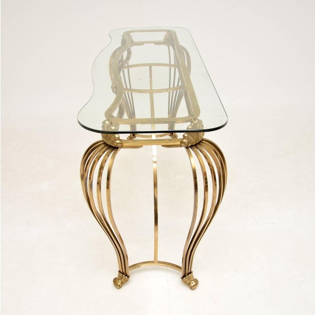 Vintage Italian Brass and Glass Console Table, 1960s For Sale - Image 6 of 12
