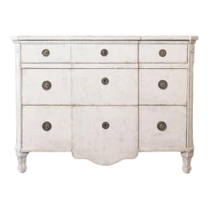 Swedish Painted Breakfront Three-Drawer Commode with Dentil Molding, circa 1880