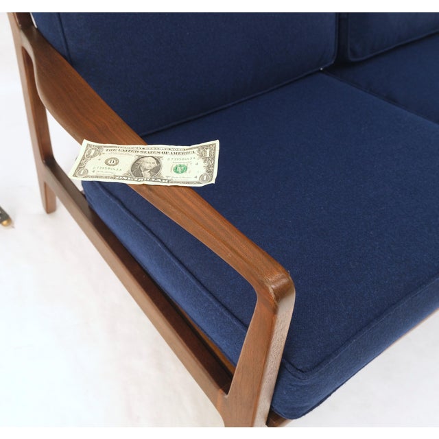 Mid-Century Modern Danish Mid-Century Modern New Upholstery Walnut Frames Sofa & Chair Set Mint! For Sale - Image 3 of 15