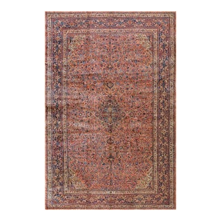 Wonderful Red-Raspberry Background Color With Small Detail Medallion in a Allover Pattern Antique Kashan Dabir Rug For Sale