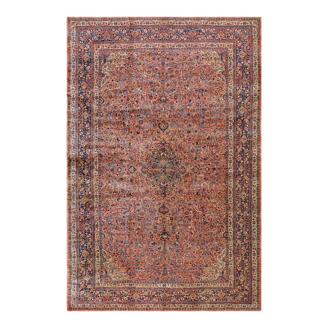 Wonderful Red-Raspberry Background Color With Small Detail Medallion in a Allover Pattern Antique Kashan Dabir Rug For Sale
