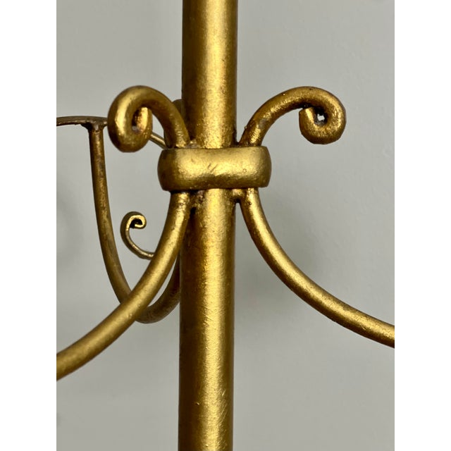Metal Gilt Wrought Iron 3-Tier Revolving Coat Stand Hat Rack, Koegl Style, Italy, 1950s For Sale - Image 7 of 12