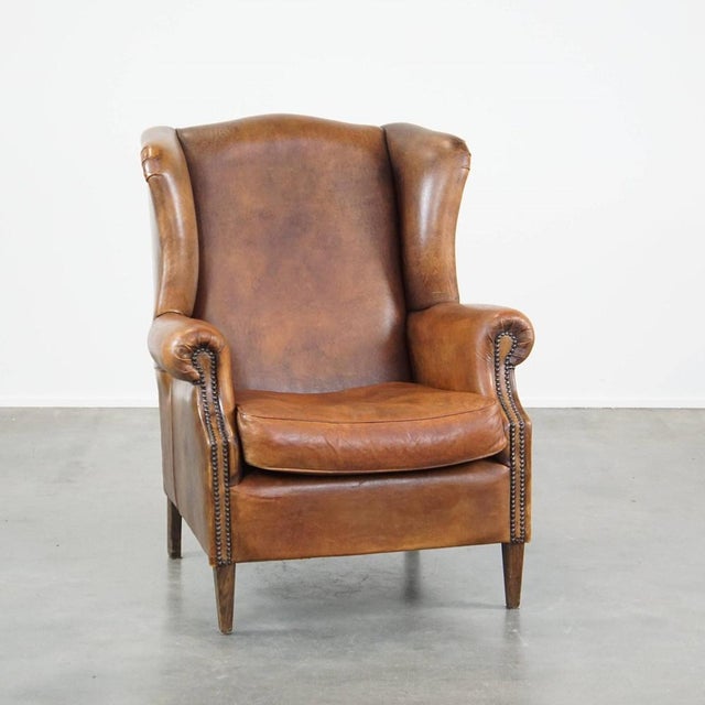 Large Wing Chair in Sheep Leather For Sale - Image 14 of 14