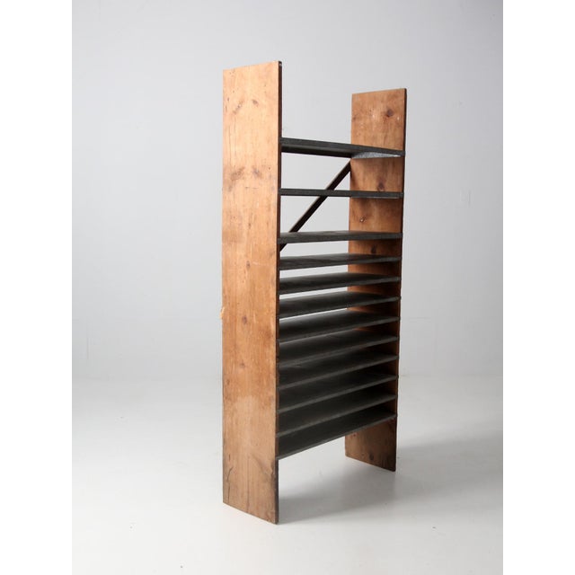 Vintage Wood & Galvanized Metal Shelf Rack For Sale - Image 12 of 12