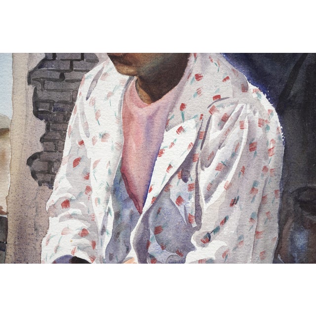 Impressionist "Portrait of a Young Mexican Girl" Impressionist Watercolor on Paper by Joseph Yeager 1950s For Sale - Image 3 of 5