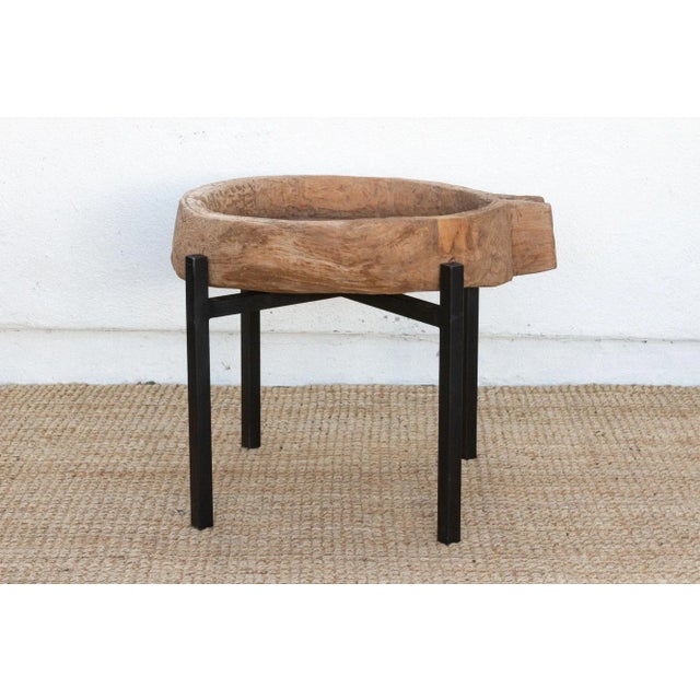Brown Rustic Modern Antique Bowl Table For Sale - Image 8 of 10