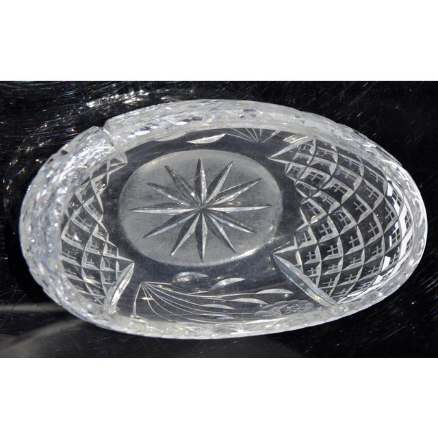 Boho Chic Victorian Boat-Shaped Brilliant Cut Glass Bowl Intricate Diamond Pattern For Sale - Image 11 of 13