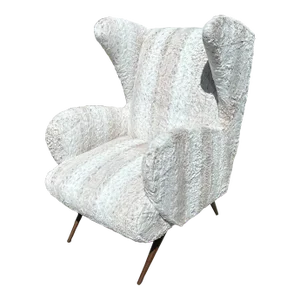 Richard Shapiro Studiolo Modernist Faux Rabbit Wing Back Chair