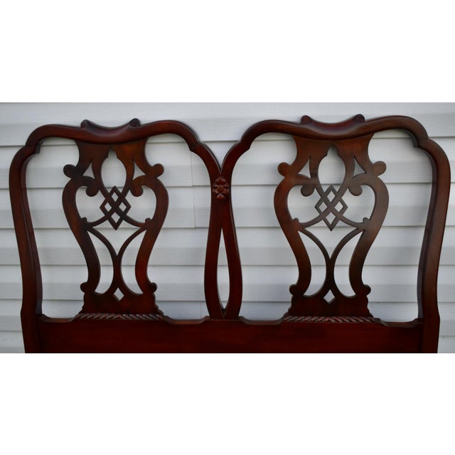 Chippendale Style Mahogany Twin Headboards Pair Carved Wood 1960s Set Vintage For Sale - Image 9 of 12