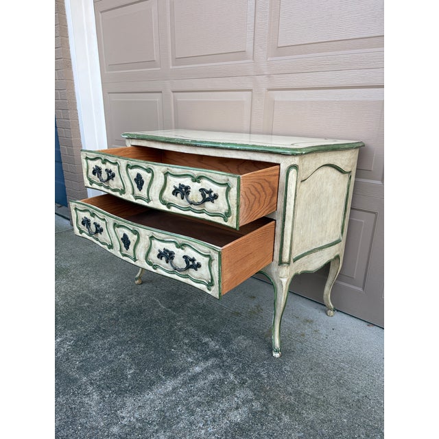 Bodart Louis XV Painted Chest in Sage and Cream, a French Country Revival For Sale - Image 12 of 16