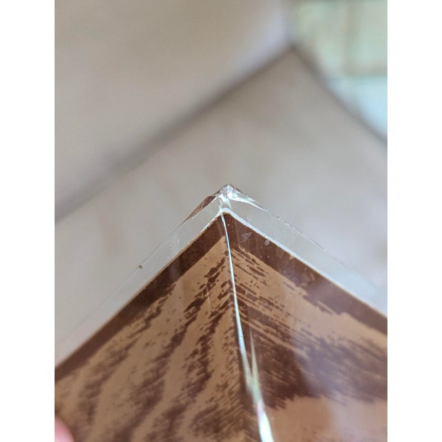 Mid Century Modern Faux Bois Glass Light Fixture Cover For Sale - Image 12 of 13