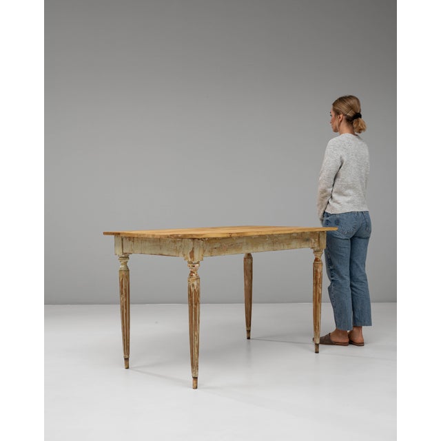 Gustavian (Swedish) 20th Century French Gustavian Wood Patinated Side Table For Sale - Image 3 of 18