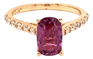Diamond Purple Sapphire Ring 2 TCW 14k Gold Certified, Size 6.5