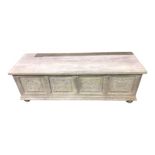 Palazzo Light Brown Handmade Solid Wood Rustic Storage Trunk For Sale