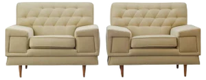 Large Cream Club Chairs Attributed to Paul McObb, 1950s, Set of 2