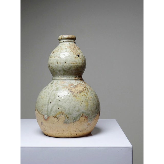 Brutalist Small Japanese Double-Walled Ceramic Sake Flask from Iga, 1950s For Sale - Image 3 of 15