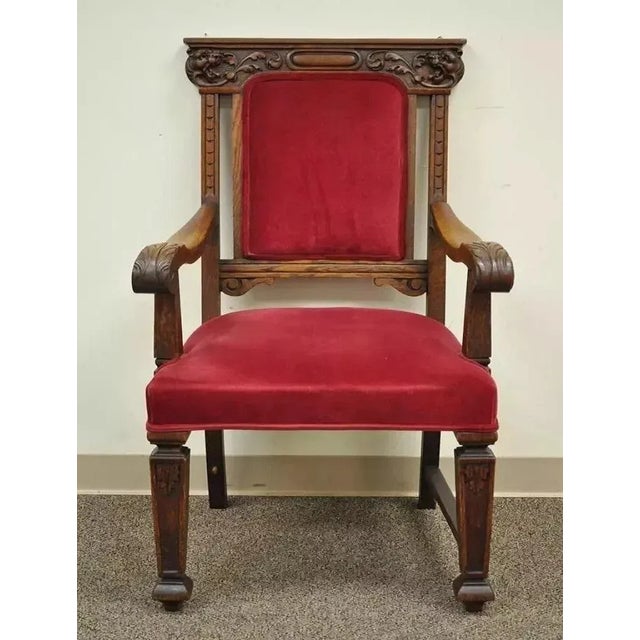 Early 20th Century Antique Renaissance Revival Figural Lion Carved Oak Dining Chairs - Set of 4 For Sale - Image 10 of 11