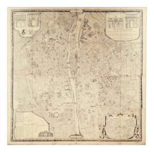 "Plan De Paris" - Antique Recreation of a Map of Paris