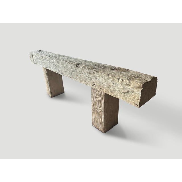 Andrianna Shamaris Monumental Bleached Teak Wood Console Table For Sale - Image 17 of 18
