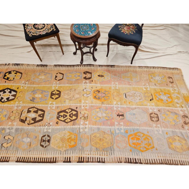 Early 20th Century Vintage Anatolian Kilim Area Rug, Hand-Woven Wool, Geometric Design, 5' x 10' For Sale - Image 5 of 14