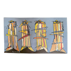 1990s Acrylic Painting With India Ink on Stretched Canvas by Brazilian Artist Fernando Duarte Modern Art