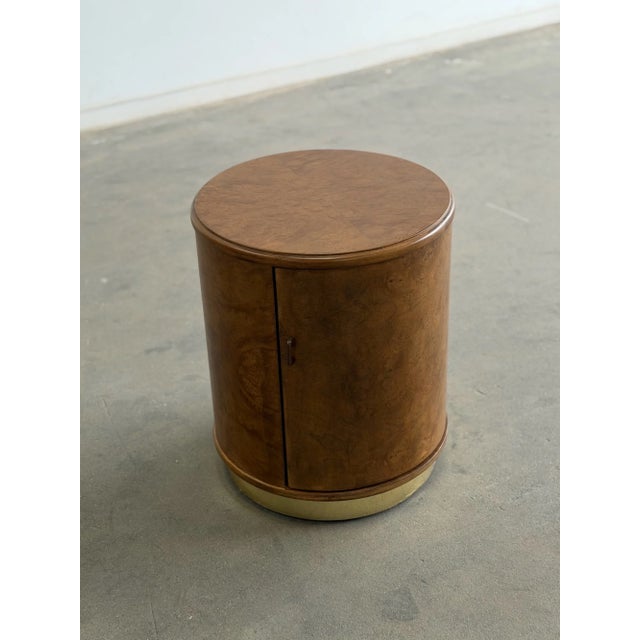 1980s Vintage Drum Burl & Brass Nightstand For Sale - Image 5 of 10