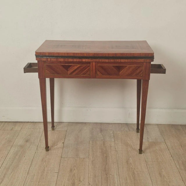 Neoclassical 18th Century Swedish Parquetry Inlaid Game Table / Desk, Neoclassical, Louis XVI Design For Sale - Image 3 of 12