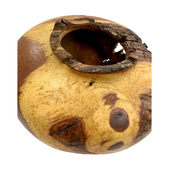 Wood Natural Edge Collard Wood Turning Bowl For Sale - Image 7 of 9