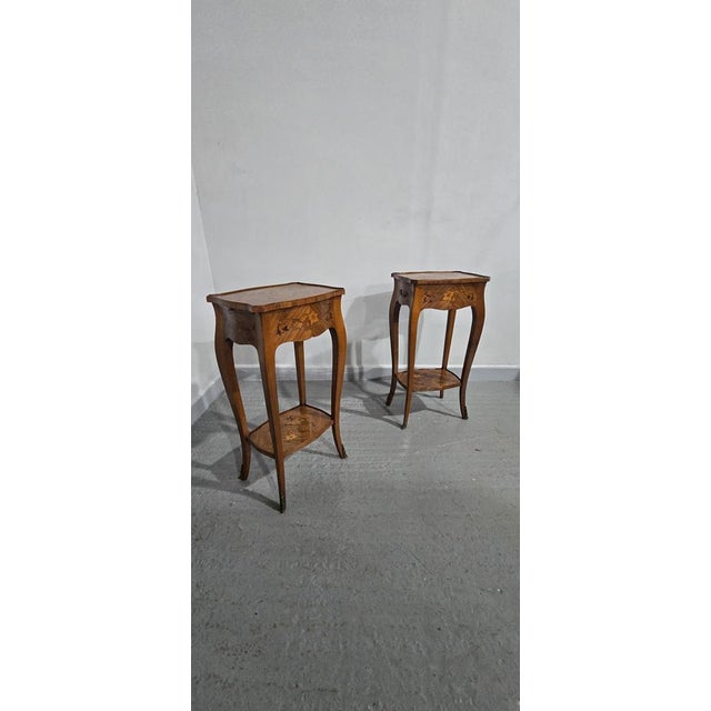 French Marquetry Lamp Tables, 1920, Set of 2 For Sale - Image 6 of 12
