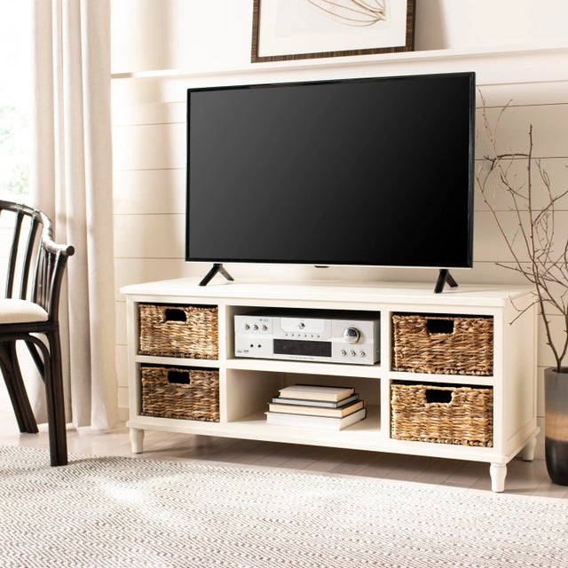 Entertainment Unit in Distressed White For Sale - Image 10 of 11