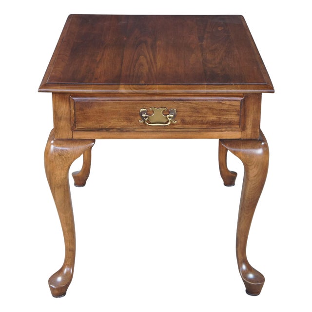 Vintage Pennsylvania House Queen Anne Style Cherry Side Table With Drawer 27" For Sale