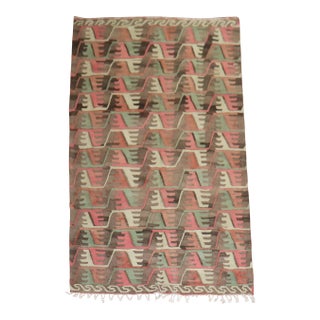 Vintage Blush Pink Turkish Kilim - 6'7" x 11'3" For Sale