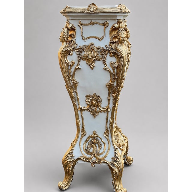 Late 20c Italian Baroque Cream Gold Pedestals - Pair For Sale - Image 15 of 18
