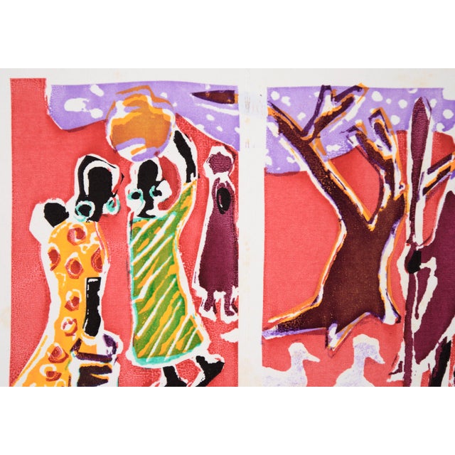 1980s "Sharing" Multi Layer Screen Print on Paper by Jane Leddy For Sale - Image 5 of 8