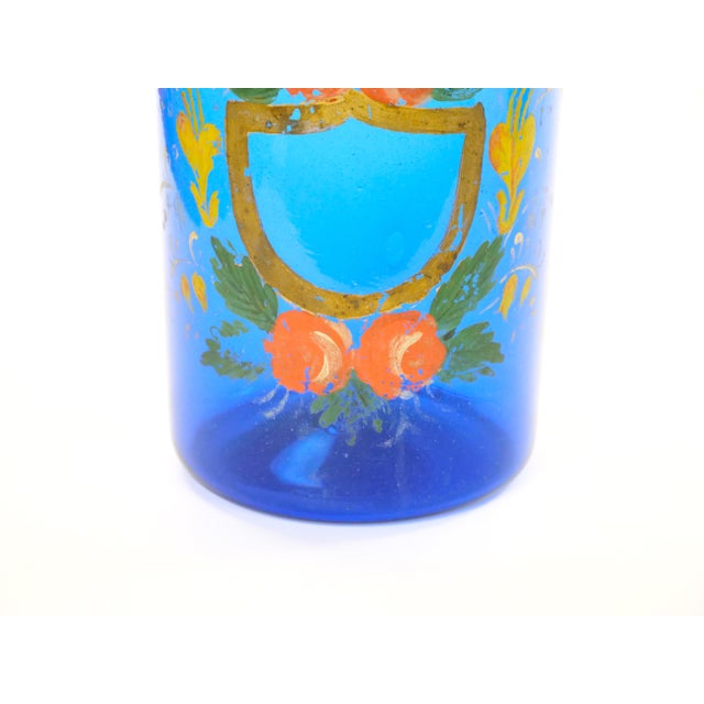 Mid-20th Century Italian Gilt and Hand-Painted Cobalt Blue Glass Apothecary Jars For Sale - Image 4 of 18