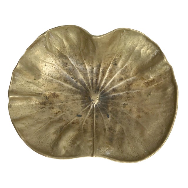 Virginia Metalcrafters Solid Brass Lotus Leaf Dish Chairish