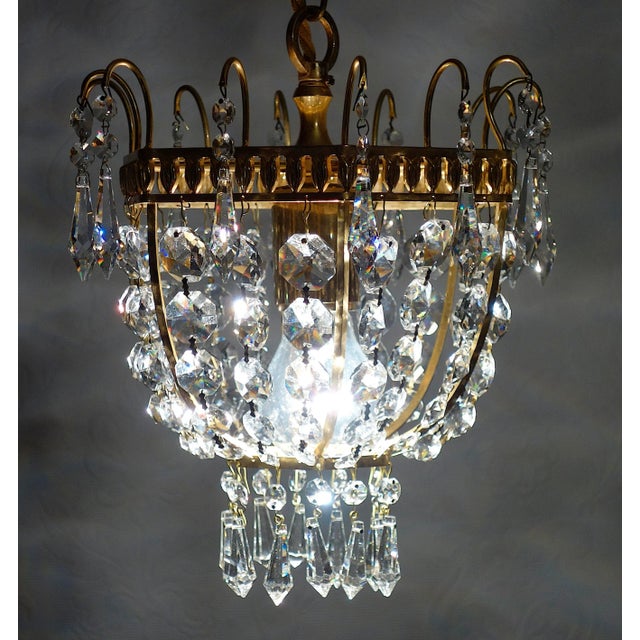 Brass and Lead Crystal Chandelier from Palwa, 1960s For Sale - Image 10 of 14