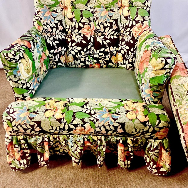 Vintage English Boho Chic Arts & Crafts Drexel Botanical Chintz Flora Lounge Chair, Reupholstered. For Sale - Image 9 of 12