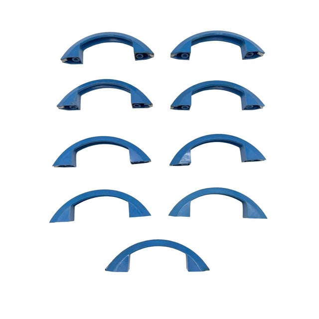 Mid-Century Modern 1930s Art Deco Sky Blue Catalin/Bakelite Drawer Pulls W/ Chrome Strip, Set of 9 For Sale - Image 3 of 10