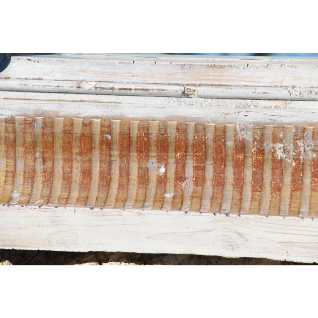 Wood Antique 18th Century Baroque White & Gold Leaf Mirror, Portuguese For Sale - Image 7 of 12