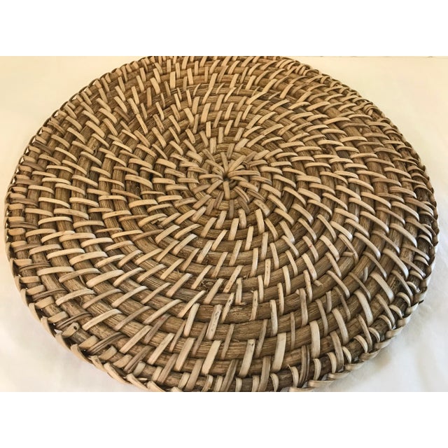 Boho Chic Vintage Natural Woven Round Trivet For Sale - Image 3 of 5